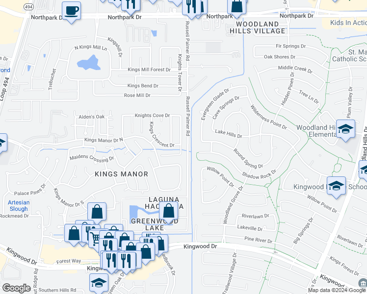 map of restaurants, bars, coffee shops, grocery stores, and more near 26900 Armor Oaks Drive in Harris County