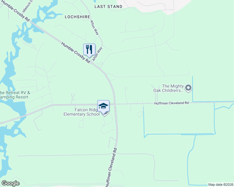 map of restaurants, bars, coffee shops, grocery stores, and more near 26632 Farm to Market 2100 in Huffman