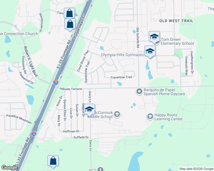 map of restaurants, bars, coffee shops, grocery stores, and more near 111 Sandstone Trail in Buda