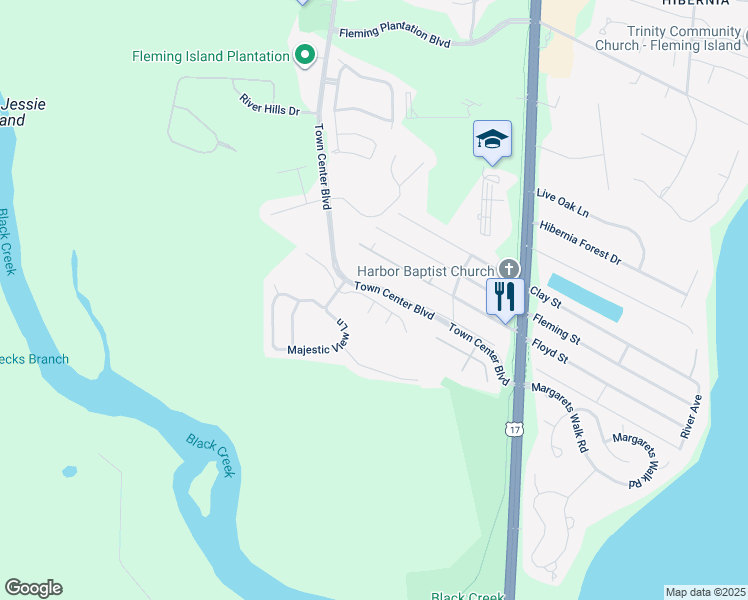 map of restaurants, bars, coffee shops, grocery stores, and more near 2446 Tall Cedars Road in Fleming Island