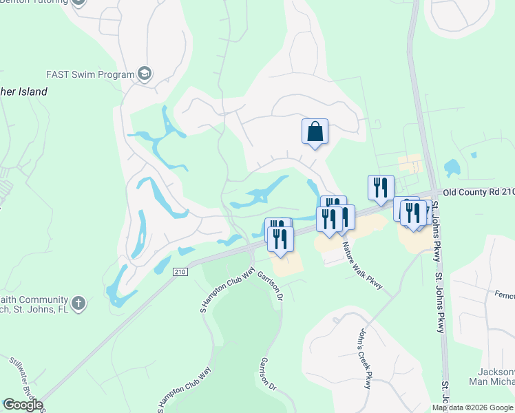 map of restaurants, bars, coffee shops, grocery stores, and more near 3020 Santee Place in Jacksonville