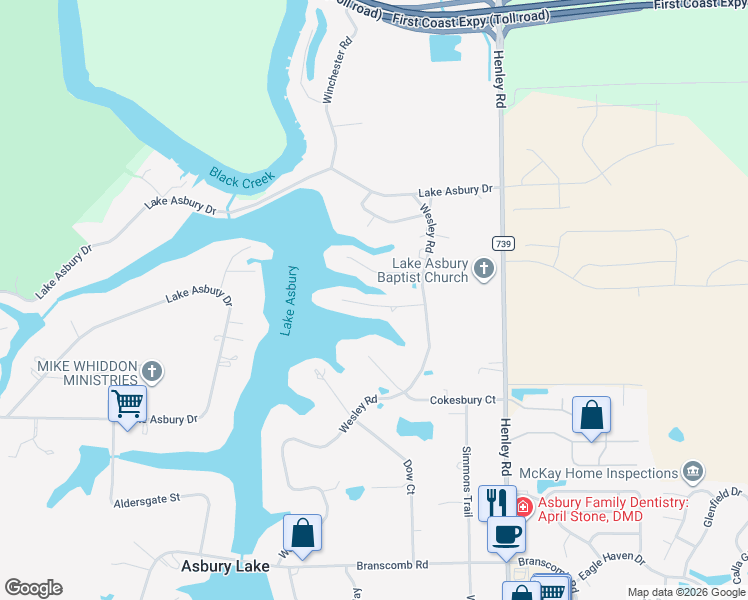 map of restaurants, bars, coffee shops, grocery stores, and more near 247 Candler Court in Green Cove Springs