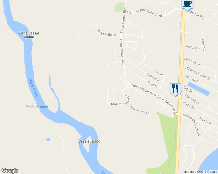 map of restaurants, bars, coffee shops, grocery stores, and more near 1440 Cedar Branch Court in Fleming Island