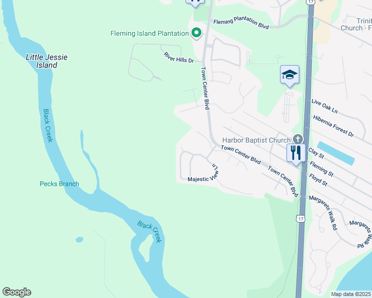 map of restaurants, bars, coffee shops, grocery stores, and more near 1440 Cedar Branch Court in Orange Park