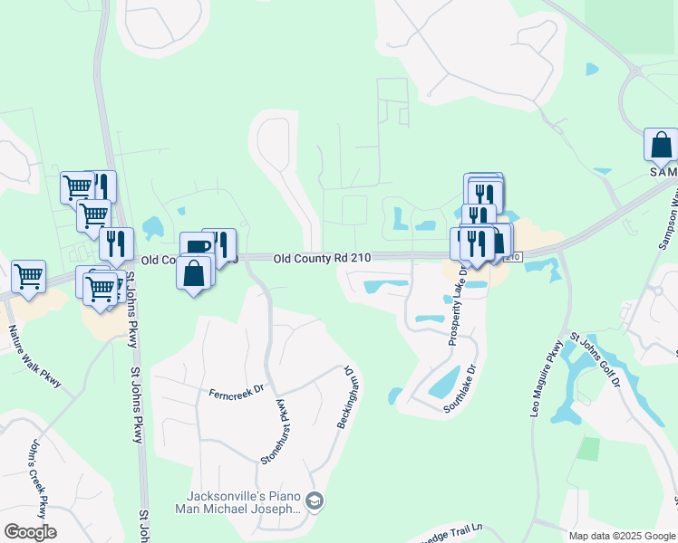 map of restaurants, bars, coffee shops, grocery stores, and more near 904 Lake Sanford Court in St. Augustine