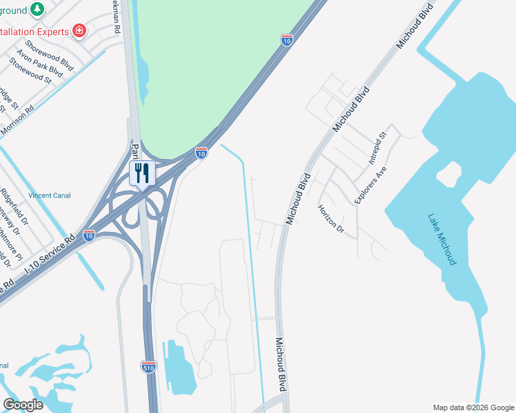 map of restaurants, bars, coffee shops, grocery stores, and more near 13624 North Cavelier Drive in New Orleans