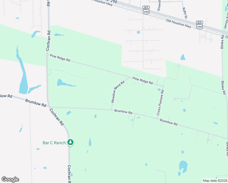map of restaurants, bars, coffee shops, grocery stores, and more near Meadow Bend Road in Waller County