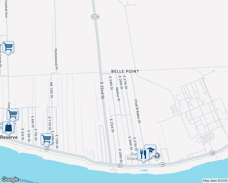 map of restaurants, bars, coffee shops, grocery stores, and more near 374 East 24th Street in Reserve
