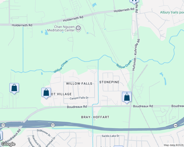 map of restaurants, bars, coffee shops, grocery stores, and more near 20335 Mammoth Falls Drive in Tomball