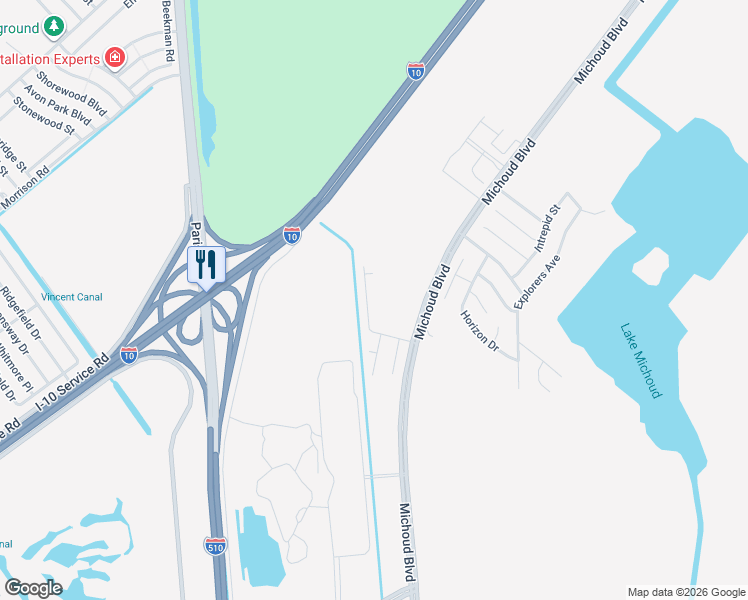 map of restaurants, bars, coffee shops, grocery stores, and more near 13649 North Cavelier Drive in New Orleans