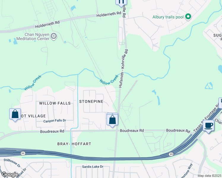 map of restaurants, bars, coffee shops, grocery stores, and more near 20382 Hufsmith - Kohrville Road in Tomball
