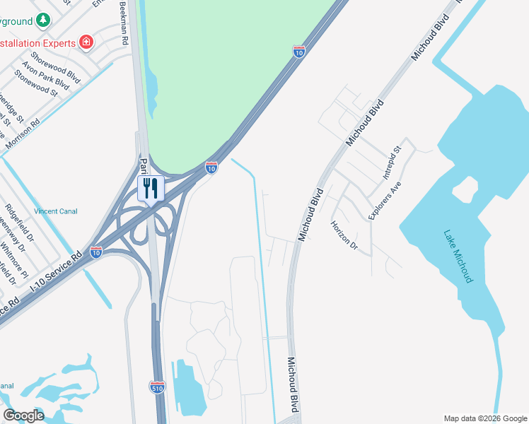 map of restaurants, bars, coffee shops, grocery stores, and more near 13649 North Cavelier Drive in New Orleans