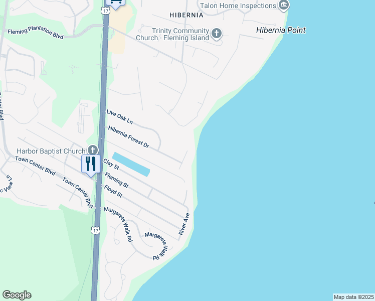 map of restaurants, bars, coffee shops, grocery stores, and more near 7404 Fleming Island Drive in Fleming Island