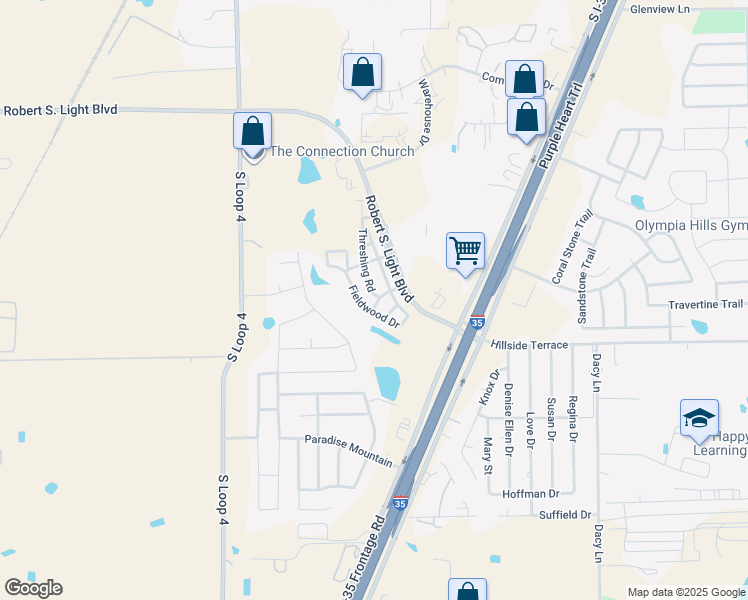 map of restaurants, bars, coffee shops, grocery stores, and more near 283B Fieldwood Drive in Buda