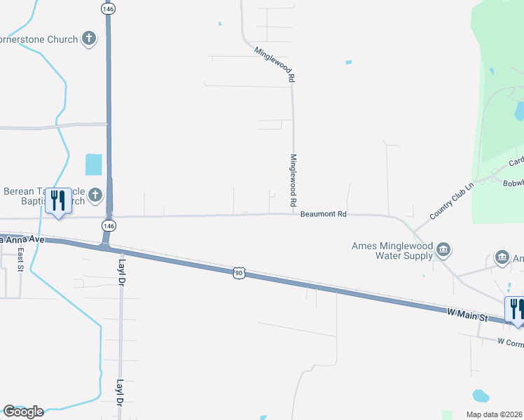 map of restaurants, bars, coffee shops, grocery stores, and more near 3723 Beaumont Road in Liberty