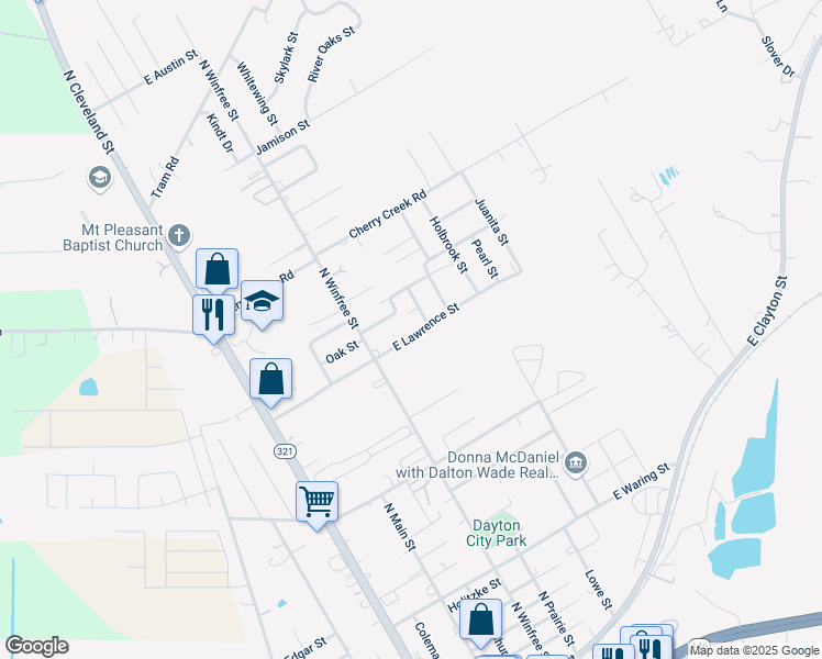 map of restaurants, bars, coffee shops, grocery stores, and more near 309 East Lawrence Street in Dayton