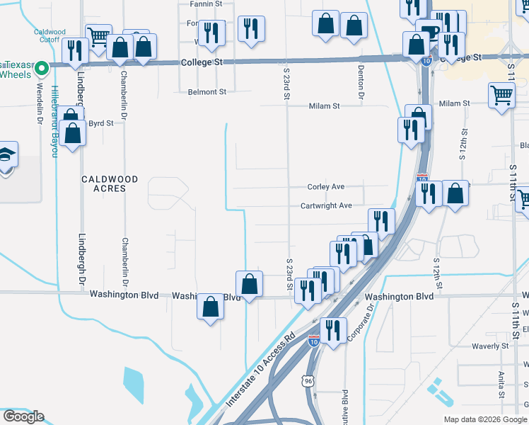 map of restaurants, bars, coffee shops, grocery stores, and more near 4660 Roberts Avenue in Beaumont