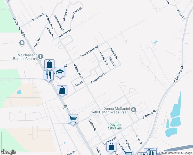 map of restaurants, bars, coffee shops, grocery stores, and more near 309 East Lawrence Street in Dayton