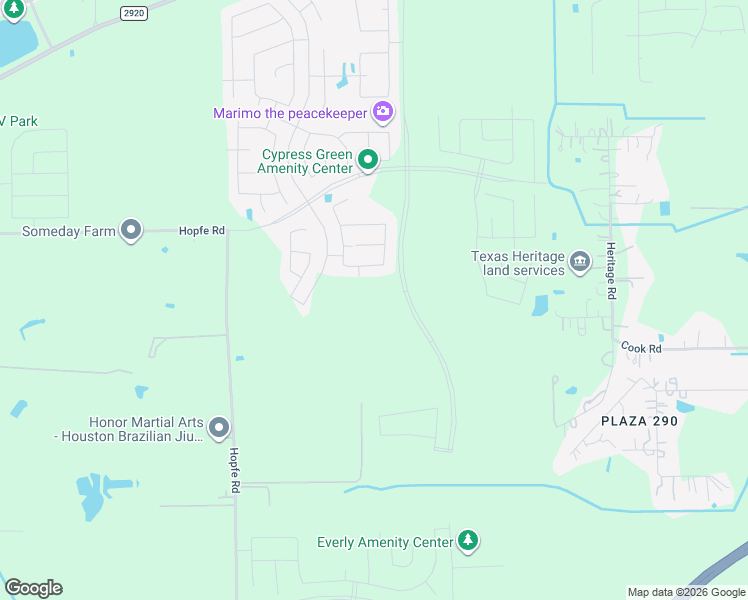 map of restaurants, bars, coffee shops, grocery stores, and more near 22235 Hopfe Road in Tomball