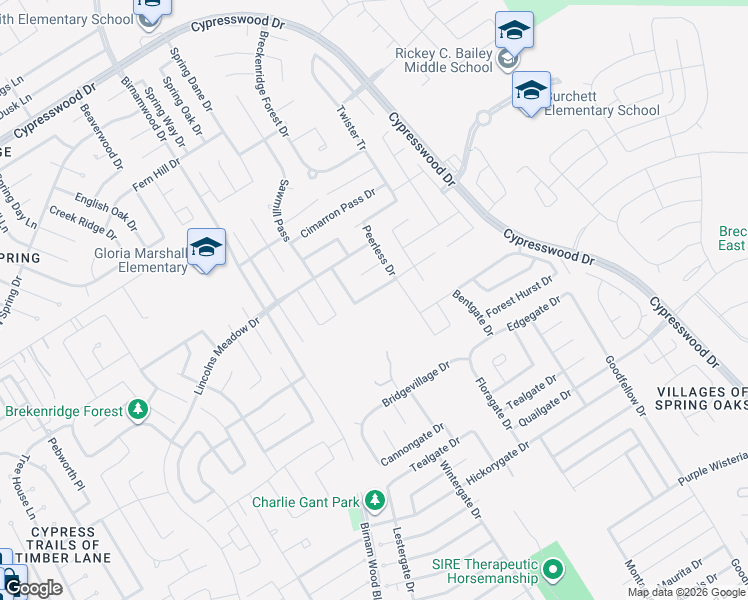 map of restaurants, bars, coffee shops, grocery stores, and more near 3006 Pathfinders Pass in Spring