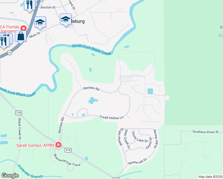 map of restaurants, bars, coffee shops, grocery stores, and more near 2892 Ravines Road in Middleburg