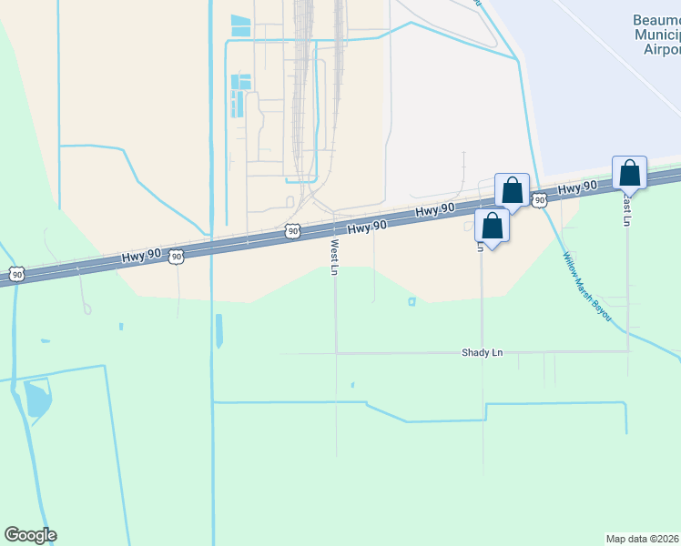 map of restaurants, bars, coffee shops, grocery stores, and more near 1755 West Lane in Beaumont