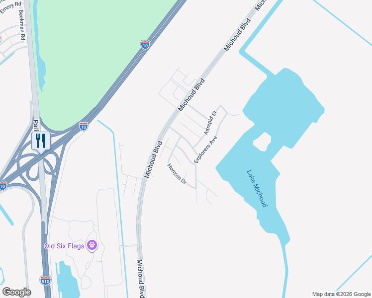 map of restaurants, bars, coffee shops, grocery stores, and more near 7427 Wayfarer Street in New Orleans