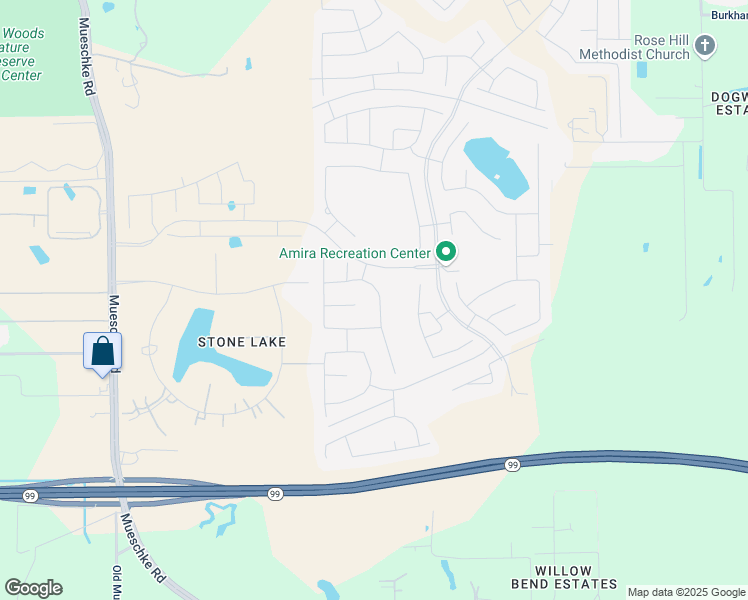 map of restaurants, bars, coffee shops, grocery stores, and more near 20203 Desert Foal Drive in Tomball