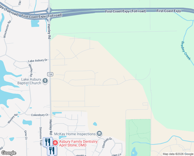 map of restaurants, bars, coffee shops, grocery stores, and more near 2723 Henley Road in Green Cove Springs