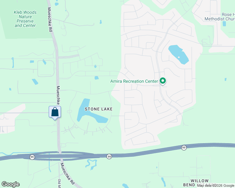 map of restaurants, bars, coffee shops, grocery stores, and more near 19631 Stone Lake Drive in Tomball