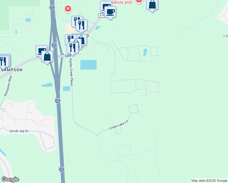 map of restaurants, bars, coffee shops, grocery stores, and more near 222 Linda Lake Lane in St. Augustine