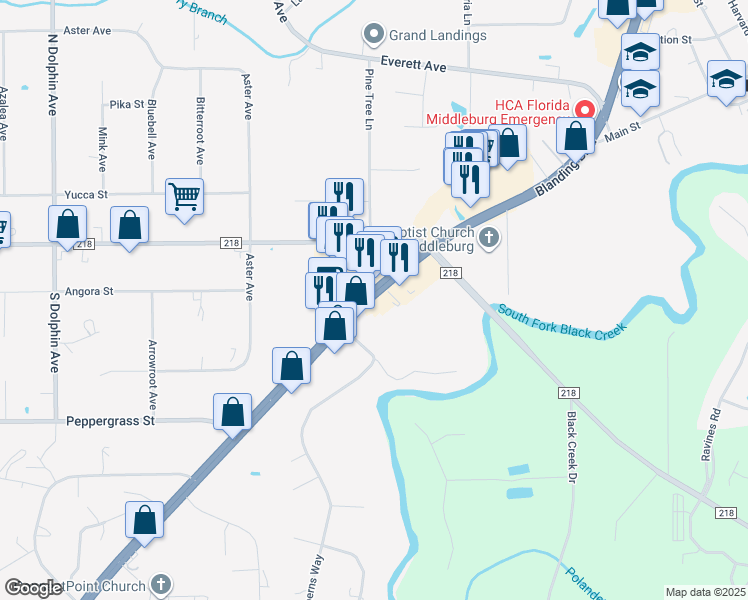 map of restaurants, bars, coffee shops, grocery stores, and more near 2729-2789 Blanding Blvd in Middleburg