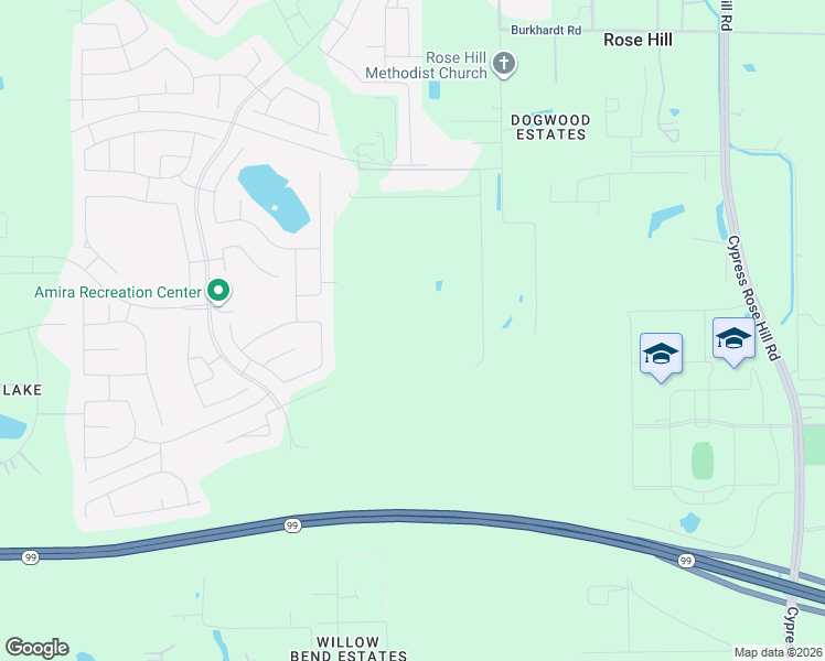 map of restaurants, bars, coffee shops, grocery stores, and more near 20503 Rosehill Church Road in Tomball