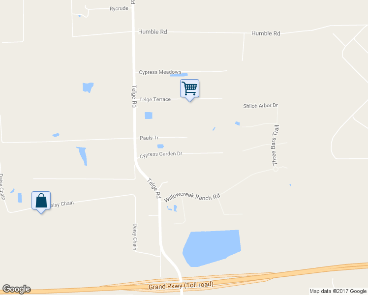 map of restaurants, bars, coffee shops, grocery stores, and more near 15710 Cypress Garden Drive in Tomball