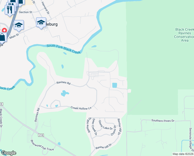 map of restaurants, bars, coffee shops, grocery stores, and more near 2300 Oak Point Terrace in Middleburg