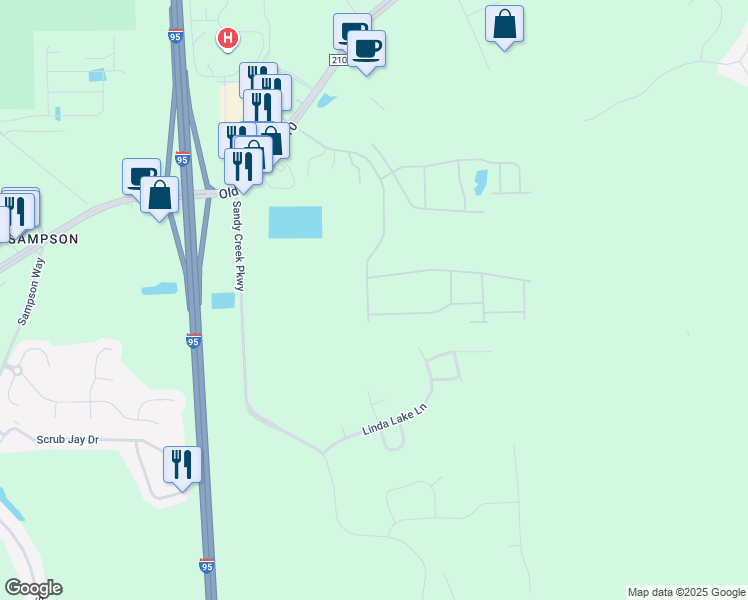 map of restaurants, bars, coffee shops, grocery stores, and more near 222 Linda Lake Lane in St. Augustine