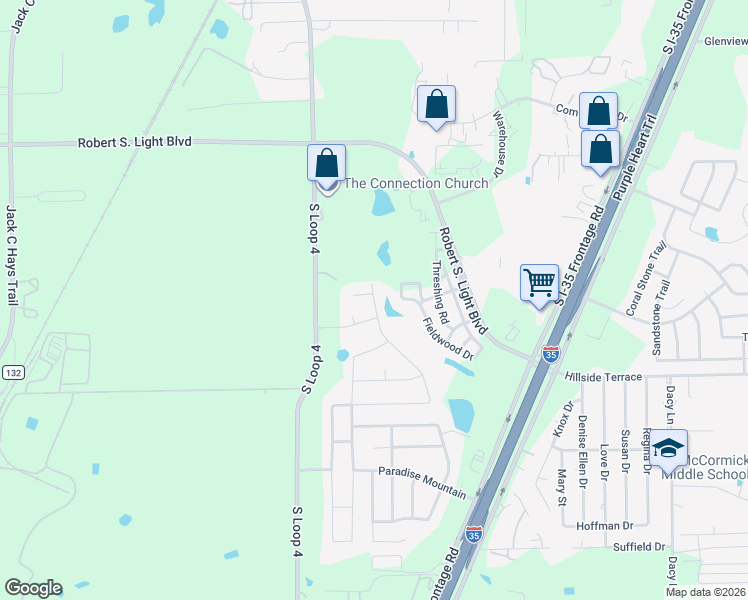 map of restaurants, bars, coffee shops, grocery stores, and more near 634 Blossom Valley Stream in Buda