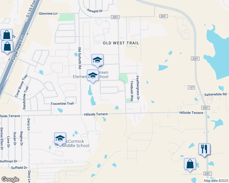 map of restaurants, bars, coffee shops, grocery stores, and more near 256 Pigeonberry Pass in Buda