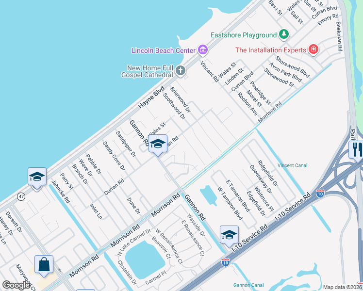 map of restaurants, bars, coffee shops, grocery stores, and more near 17 Christopher Court in New Orleans