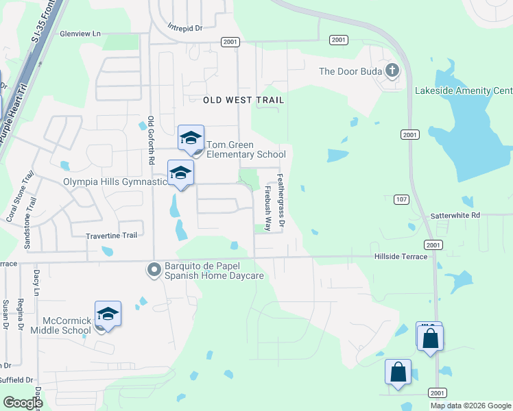 map of restaurants, bars, coffee shops, grocery stores, and more near 2443 Green Meadows Lane in Buda