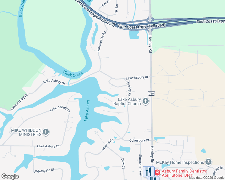 map of restaurants, bars, coffee shops, grocery stores, and more near 200 Circuit Rider Road in Green Cove Springs