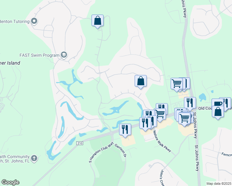 map of restaurants, bars, coffee shops, grocery stores, and more near 3605 Crow Court in Jacksonville
