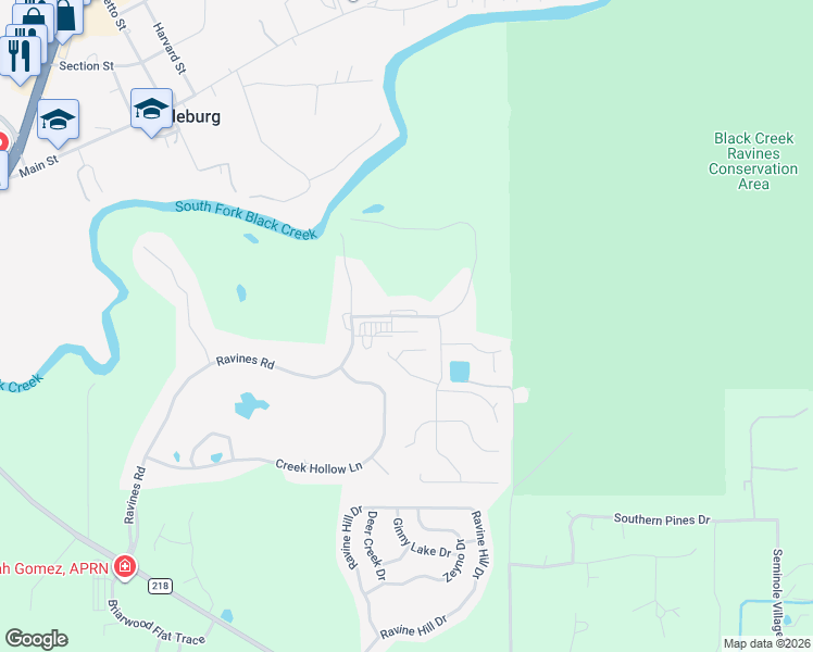 map of restaurants, bars, coffee shops, grocery stores, and more near 2300 Oak Point Terrace in Middleburg