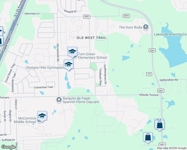 map of restaurants, bars, coffee shops, grocery stores, and more near 2443 Green Meadows Lane in Buda