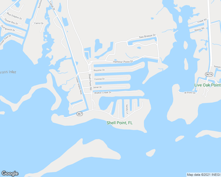 map of restaurants, bars, coffee shops, grocery stores, and more near 47 Janet Dr in Crawfordville