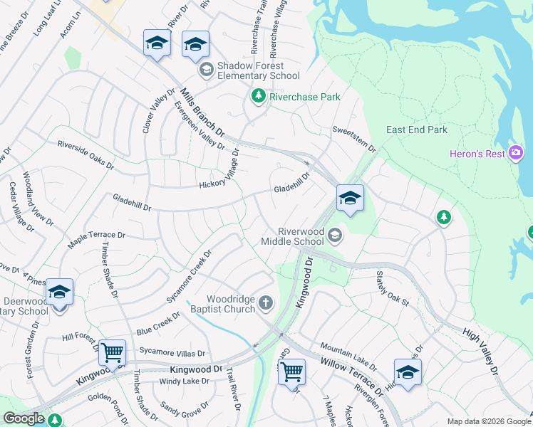 map of restaurants, bars, coffee shops, grocery stores, and more near 3203 Spring Manor Drive in Houston