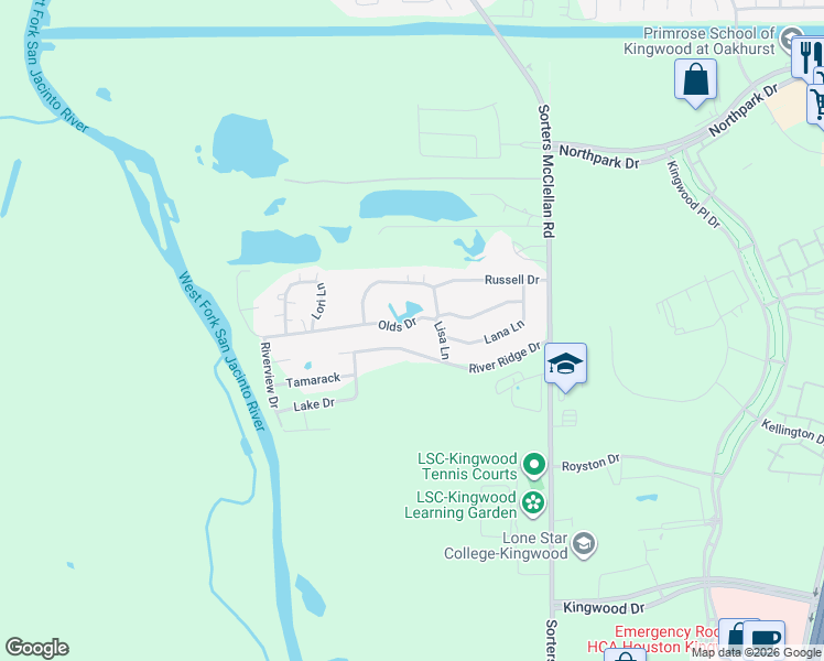 map of restaurants, bars, coffee shops, grocery stores, and more near 20134 Olds Drive in Porter