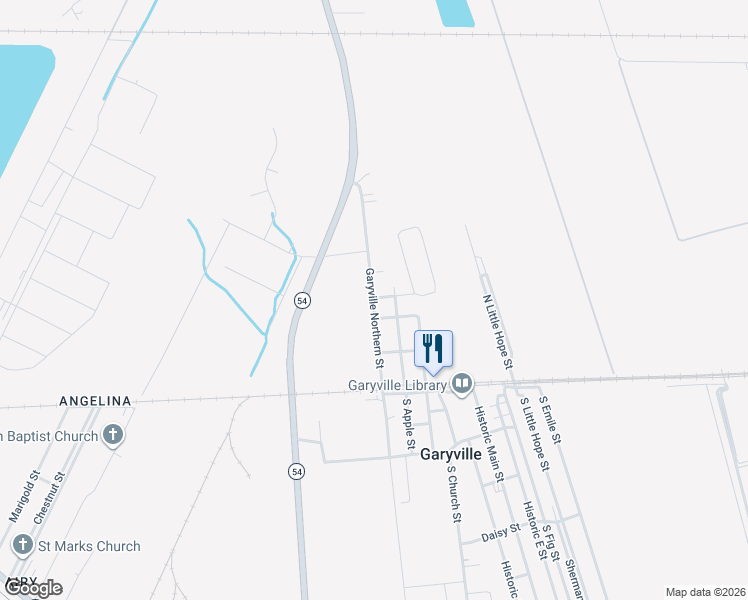 map of restaurants, bars, coffee shops, grocery stores, and more near Garyville Northern Street in Garyville