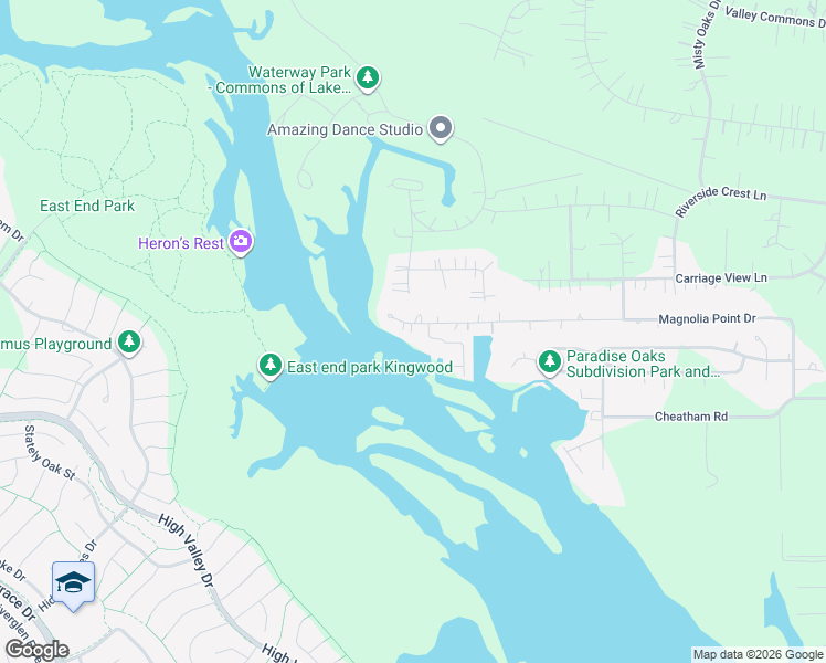 map of restaurants, bars, coffee shops, grocery stores, and more near 126 Magnolia Point Drive in Huffman