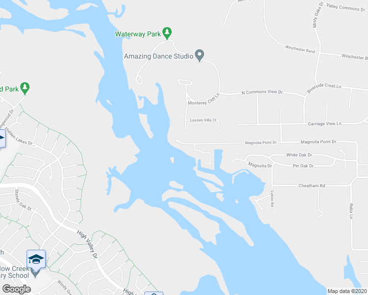 map of restaurants, bars, coffee shops, grocery stores, and more near 126 Magnolia Point Drive in Huffman